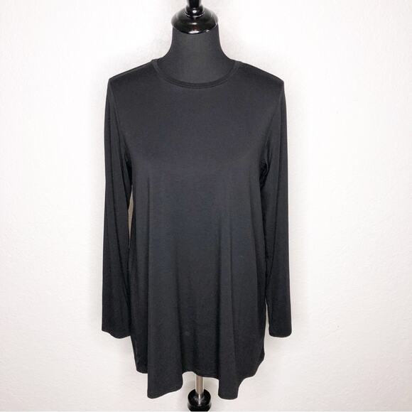 Eileen Fisher black long sleeve jersey knit tunic top size Small - Picture 1 of 10